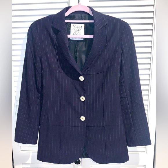 Moschino Jackets & Blazers - Moschino Black Pinstripe Wool blend Women’s blazer Size 8